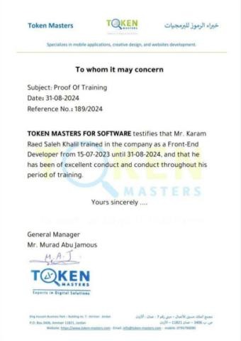 Front-End Developer Trainee certificate